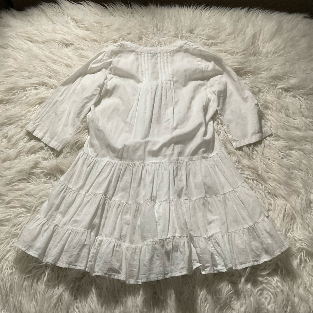 J Crew Button-front tiered cover-up dress in cotton voile in white‎ - Picture 5 of 5